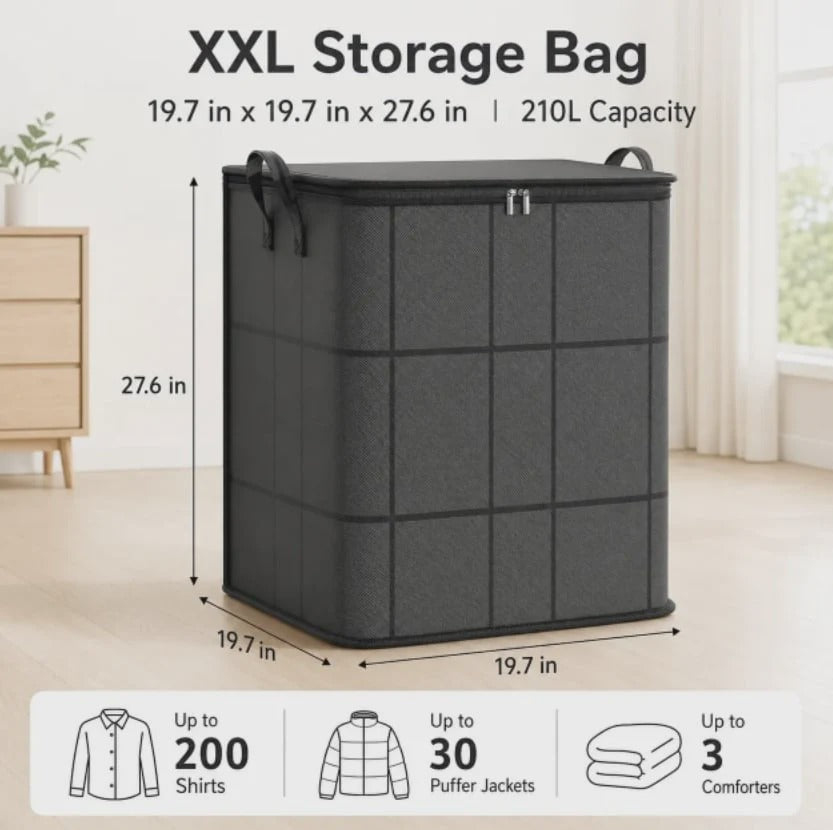 ⚡Hot Sales 49% OFF🔥-Spacious Moving Storage Bin – Zippered Organizer for Quilts, Bedding & Sweaters, Large Capacity Fabric Bag for Closet & Moving Day
