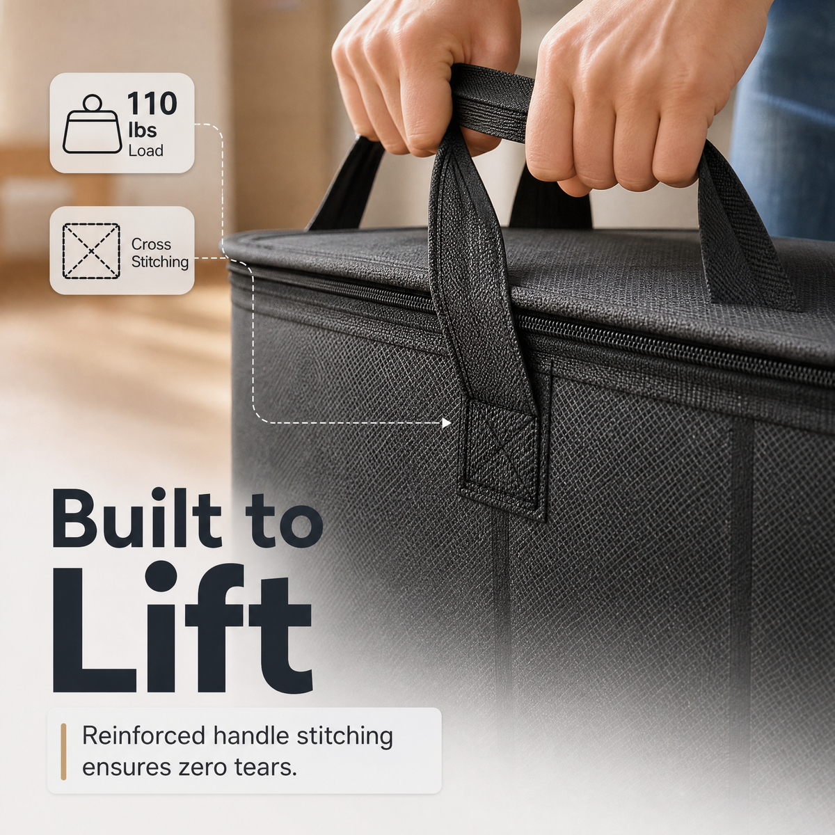 ⚡Hot Sales 49% OFF🔥-Spacious Moving Storage Bin – Zippered Organizer for Quilts, Bedding & Sweaters, Large Capacity Fabric Bag for Closet & Moving Day