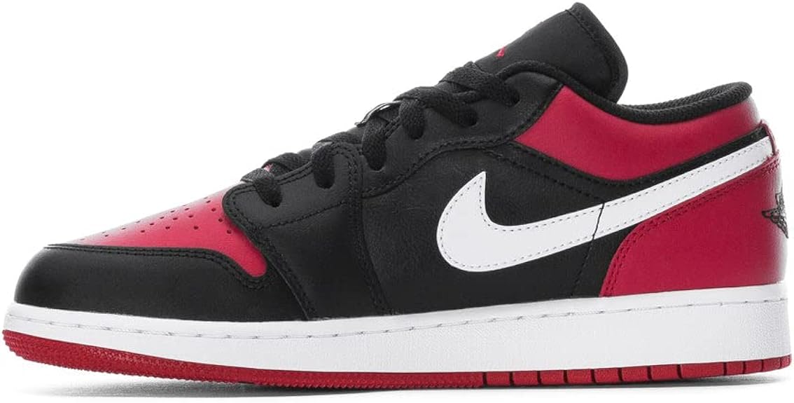 Big Kid's Jordan 1 Low Black/Gym Red-White (553560 066)