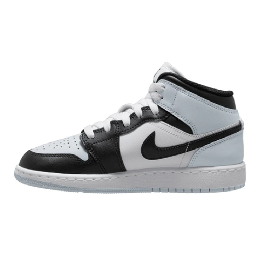 Big Kid's Jordan 1 Mid Black/Black-Aura-Squadron Blue (DQ8423 002)