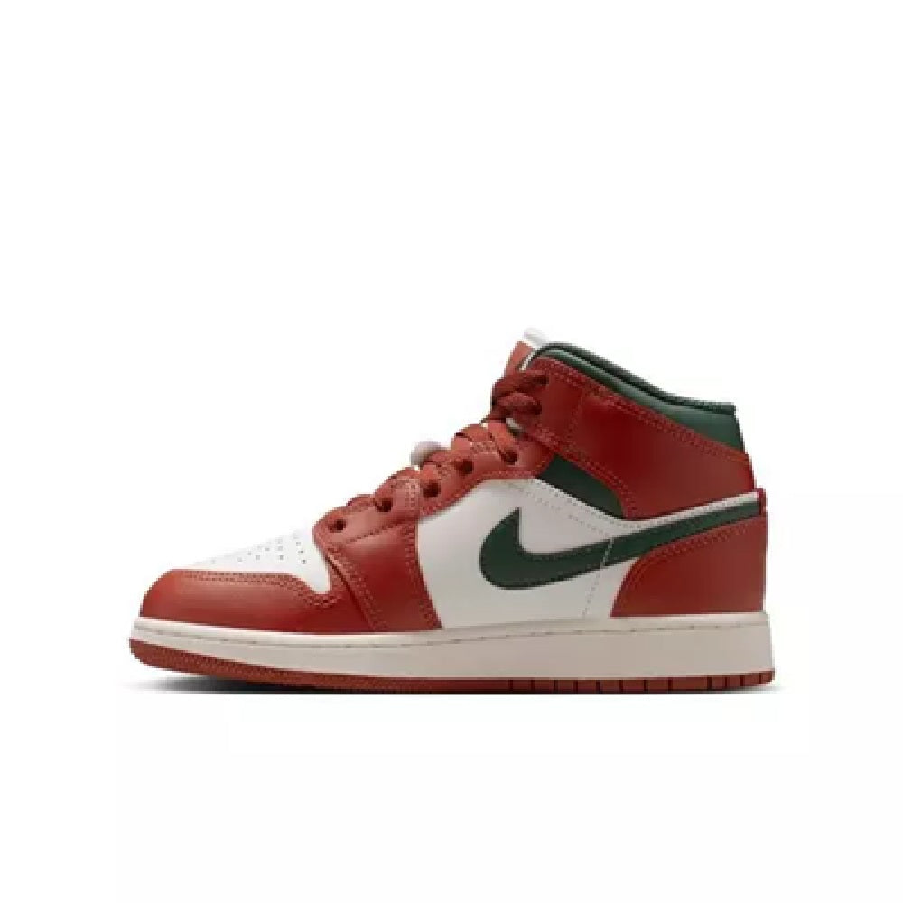 Big Kid's Jordan 1 Mid Sail/Midnight Green (DQ8423 105)