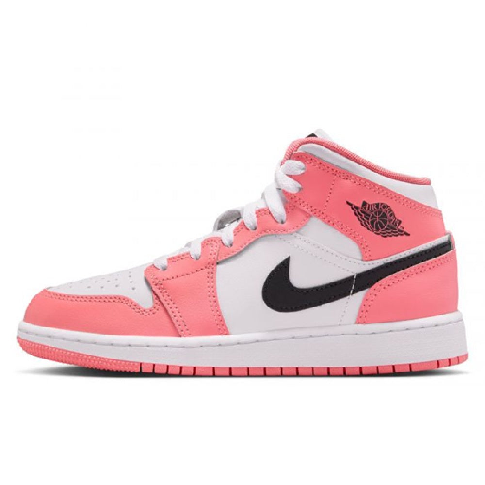 Big Kid's Jordan 1 Mid Pink Gaze/Black-White (DQ8423 602)