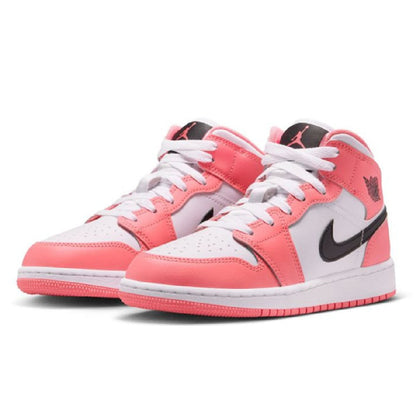 Big Kid's Jordan 1 Mid Pink Gaze/Black-White (DQ8423 602)
