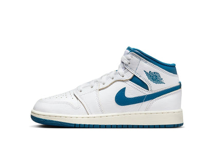Big Kid's Jordan 1 Mid SE White/Industrial Blue-Sail (FN7432 141)