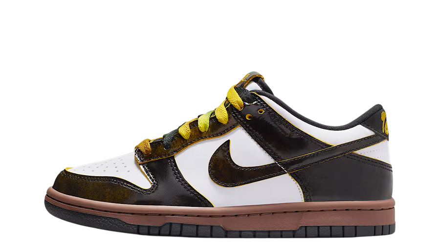 Big Kid's Nike Dunk Low SE White/Bright Citron-Black (HQ9294 100)