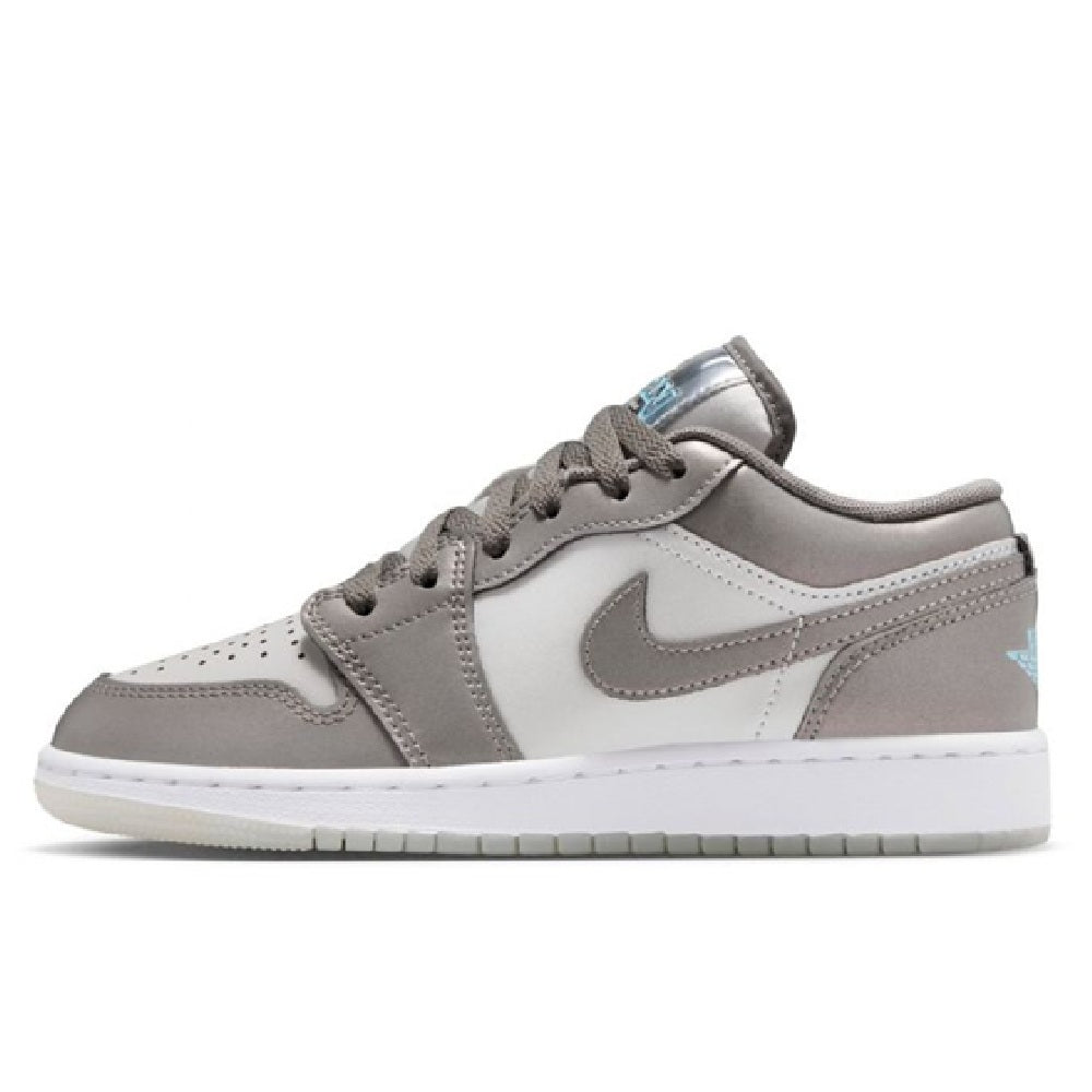 Big Kid's Jordan 1 Low SE Flat Pewter/Blue Chill (HV4398 014)