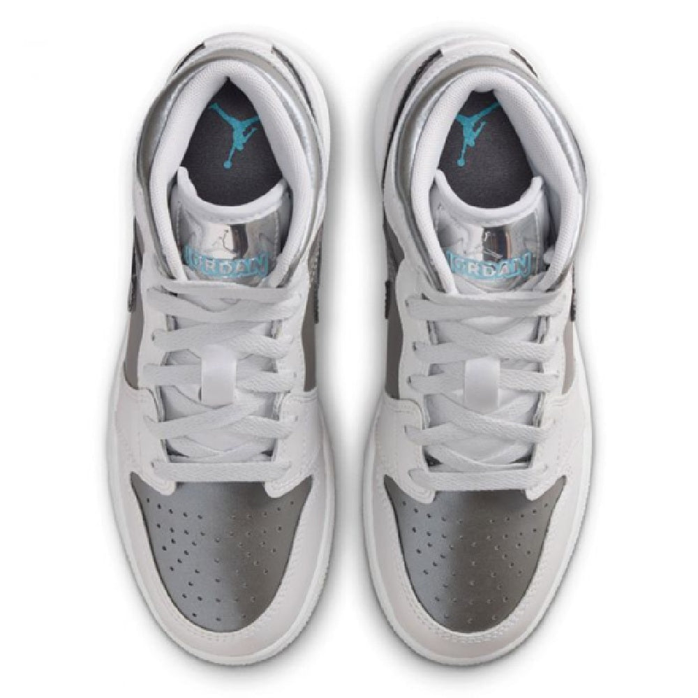 Big Kid's Jordan 1 Mid SE Photon Dust/Blue Chill (HV4400 014)