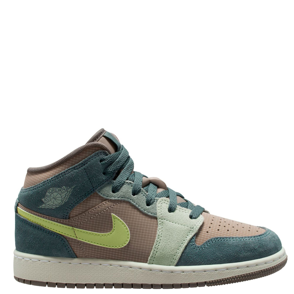 Big Kid's Jordan 1 Mid Khaki/LT Lemon Twist-Hasta (IF2873 200)