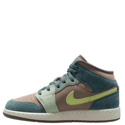 Big Kid's Jordan 1 Mid Khaki/LT Lemon Twist-Hasta (IF2873 200)