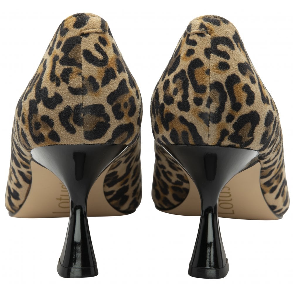 Lotus Womens Court Shoe Henley Leopard Suede